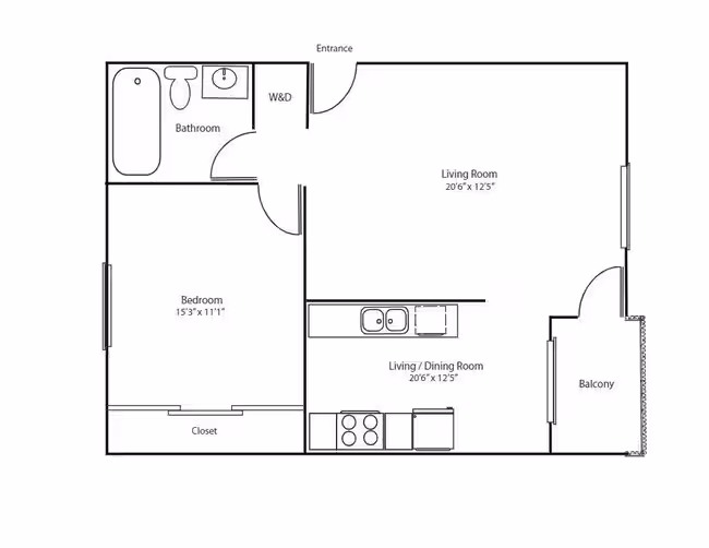 1 x1 A floor plan